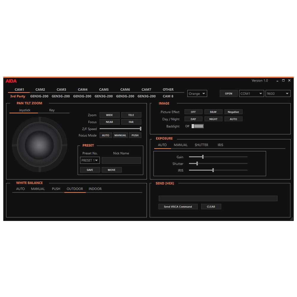 AIDA CCS-USB VISCA Camera Control Unit & Software