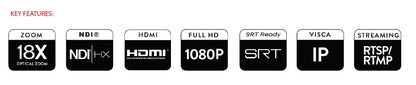 AIDA PTZ-NDI-X18B Camera 18x Zoom NDI FHD HDMI schwarz